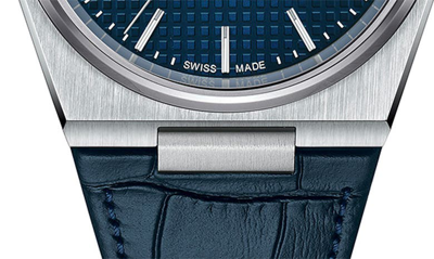 Tissot Men's Swiss Automatic Prx Powermatic 80 Blue Leather Strap Watch 40mm In Blue