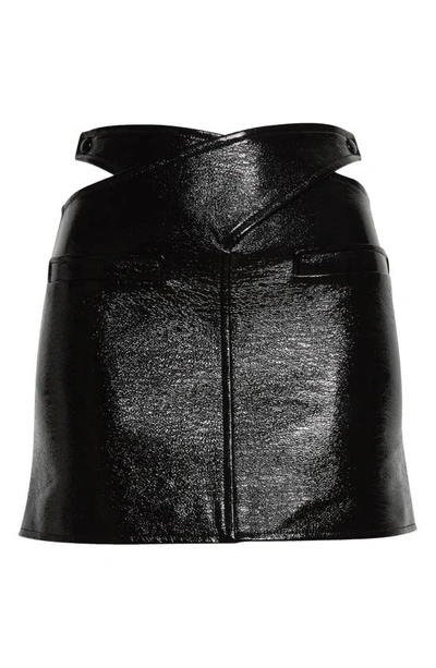 Shop Courrèges Crisscross Cutout Vinyl Miniskirt In Black