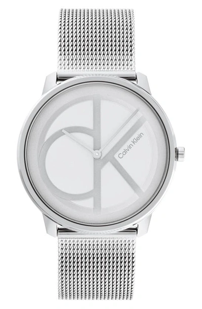 Shop Calvin Klein Mesh Strap Watch, 40mm In Silver