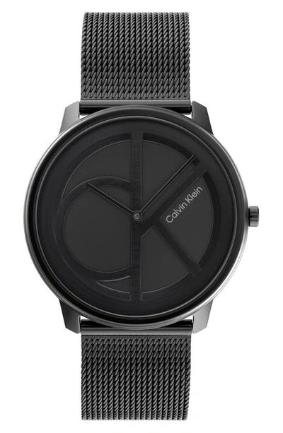 Shop Calvin Klein Mesh Strap Watch, 40mm In Black