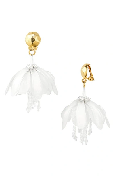 Shop Oscar De La Renta Bell Flower Clip-on Drop Earrings In White