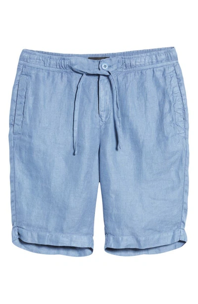 Shop Bugatchi Drawstring Linen Shorts In Riviera