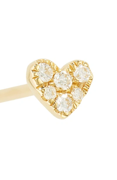Shop Bony Levy Simple Obession Pavé Diamond Heart Stud Earrings In 18k Yellow Gold