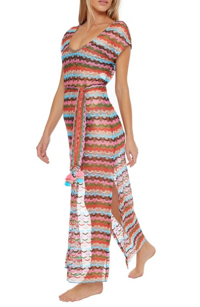 Trina Turk Iseree Stripe Lace Cover-up Dress In Sugarberry Multi
