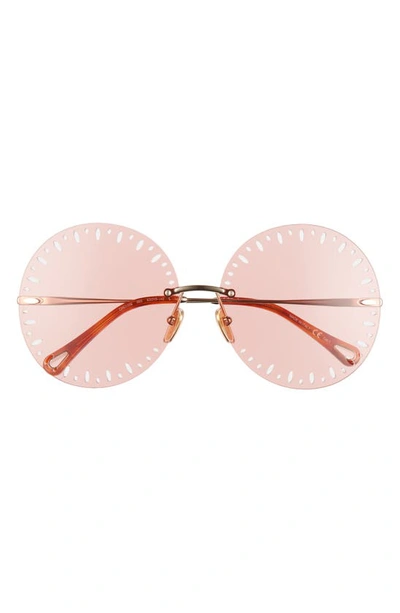 Shop Chloé 63mm Oversize Round Sunglasses In Gold 2