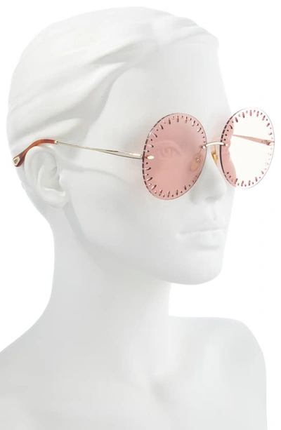 Shop Chloé 63mm Oversize Round Sunglasses In Gold 2