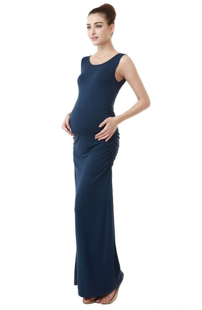 Shop Kimi And Kai Maternity Maxi Tank Dress In Navy