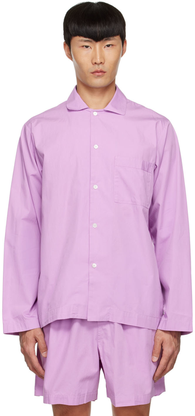Shop Tekla Pink Organic Cotton Pyjama Shirt In Purple Pink - Core C