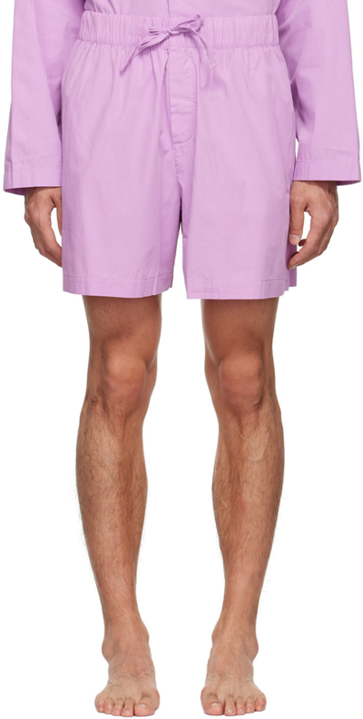 Shop Tekla Pink Organic Cotton Pyjama Shorts In Purple Pink - Core C