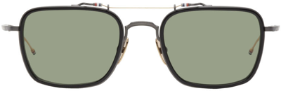 Shop Thom Browne Black & Gold Tb816 Sunglasses In Blkiron