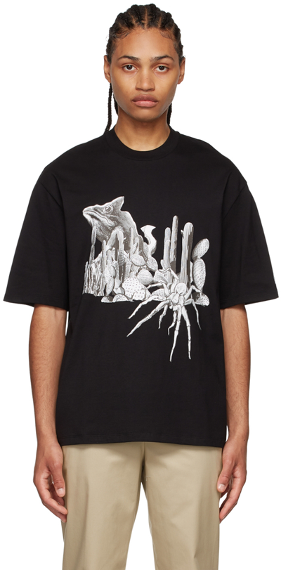 Shop Neil Barrett Black Cotton T-shirt In 2361 Black/black/whi