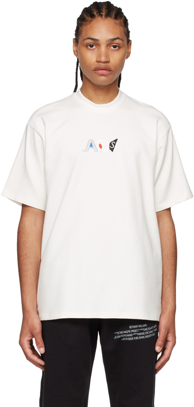 Bethany Williams Text-embroidered Relaxed-fit Stretch-organic Cotton T-shirt In White