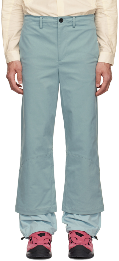 Shop Kiko Kostadinov Blue Elio Gaiter Trousers In Mist Green