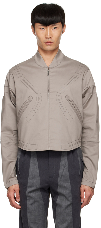 Zip-up Cropped Bomber Jacket In Grey