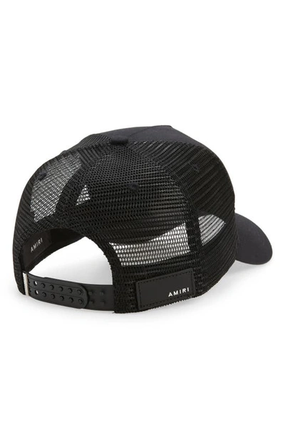 Shop Amiri Core Logo Trucker Hat In Black / Dusty Blue
