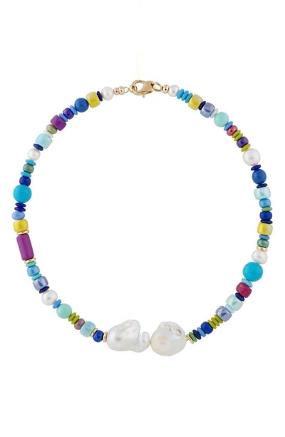 Shop Martha Calvo Mykonos Bead & Baroque Pearl Necklace