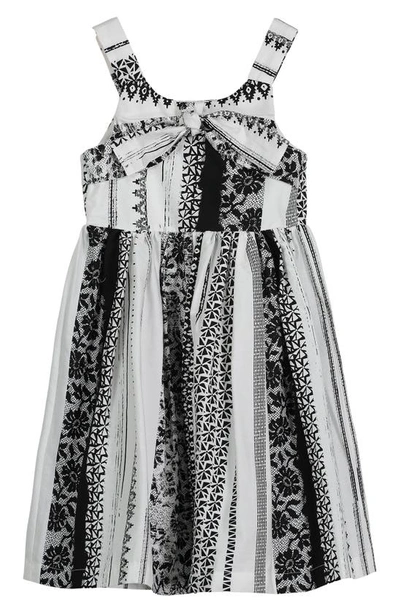 Shop Pippa & Julie Kids' Tie Front Sleeveless Dress In White/ Black