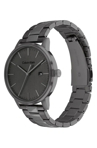Calvin Klein Gray Stainless Steel Bracelet Watch 43mm Women's Shoes In Grey