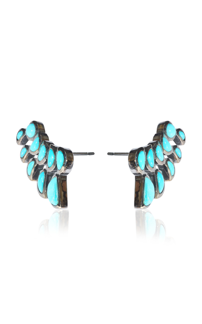 Shop Nak Armstrong Lobster Sterling Silver Turquoise Earrings In Blue