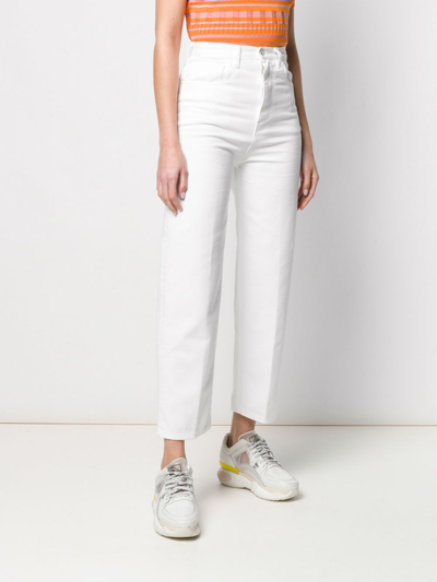 Shop Moncler Mom Fit Straight Leg Logo Jeans In White