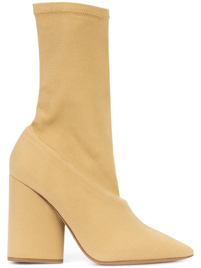 Shop Yeezy Dollar Stretch Ankle Boots In Khaki