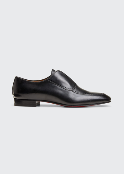 Shop Christian Louboutin Men's Lafitte Leather Slip-on Loafers In Black