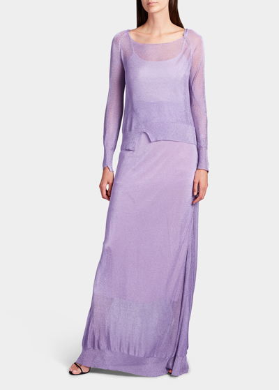 Shop The Row Girela Metallic Draped Godet Maxi Skirt In Lilac