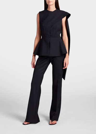 Shop The Row Fayna Peplum Vest With Draped Panel In Black