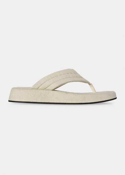 Shop The Row Ginza Cotton Thong Sandals In Ivory