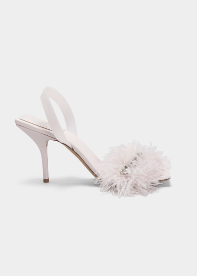 Shop Givenchy G Chain Feather Slingback Sandals In 681-light Pink