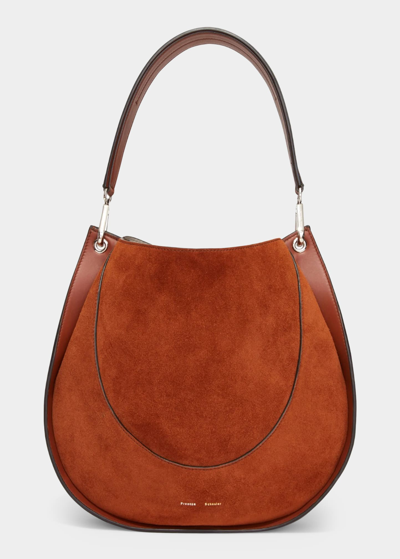 Shop Proenza Schouler Arch Large Suede Hobo Shoulder Bag In Chocolate