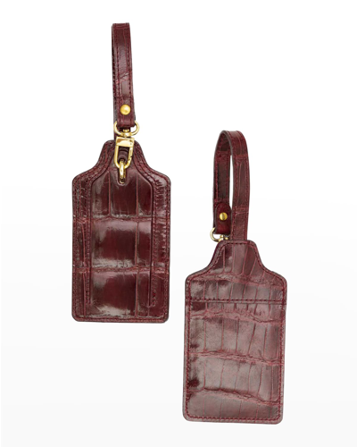 Shop Abas Two Alligator Luggage Tag Set In Red