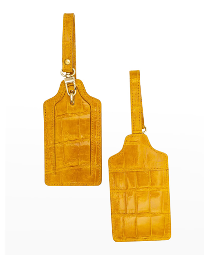 Shop Abas Two Alligator Luggage Tag Set In Canary
