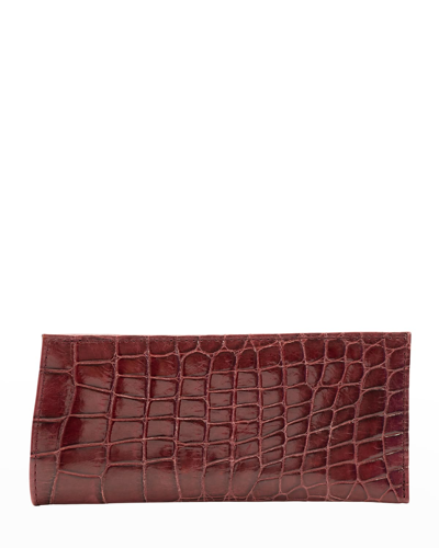 Shop Abas Classic Alligator Eyewear Case In Bordeaux