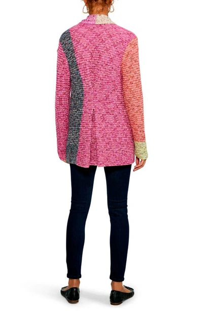 Shop Nic + Zoe Happy Zappy Colorblock Marled Cardigan In Pink Multi
