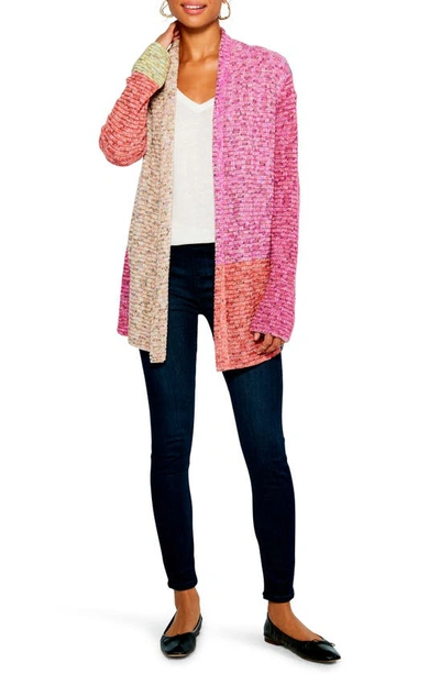 Shop Nic + Zoe Happy Zappy Colorblock Marled Cardigan In Pink Multi