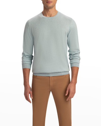 Shop Bugatchi Men's Heathered Cotton/cashmere Crewneck Sweater In Celadon