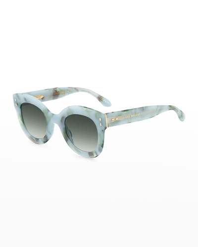Shop Isabel Marant Round Acetate & Metal Sunglasses In Marble Gr