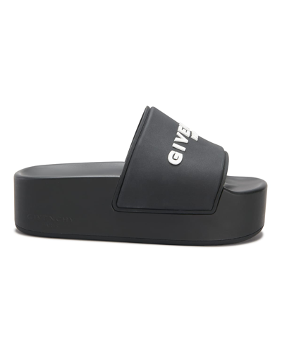 Shop Givenchy Rubber Logo Platform Sandals In 001-black