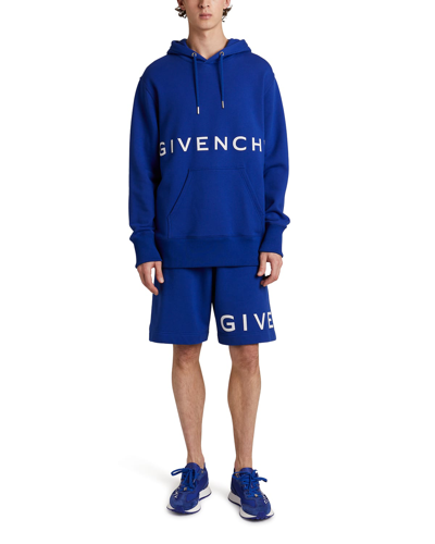 Shop Givenchy Men's Classic-fit Bonded Logo Hoodie In Ocean Blue
