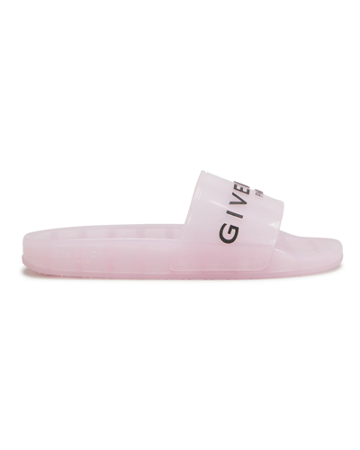 Shop Givenchy Transparent Logo Pool Sandals In 674-blossom Pink