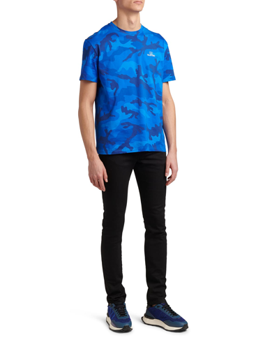 Shop Valentino Men's Camo Jersey T-shirt In Camou Bt Blue