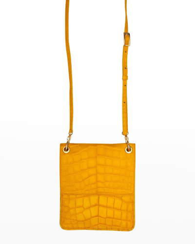 Shop Abas Flat Polished Matte Alligator Crossbody Bag In Maze