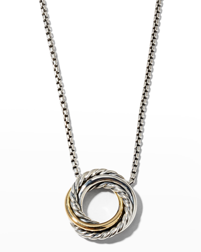 Shop David Yurman Crossover Mini Pendant Necklace In Silver And Gold In S8