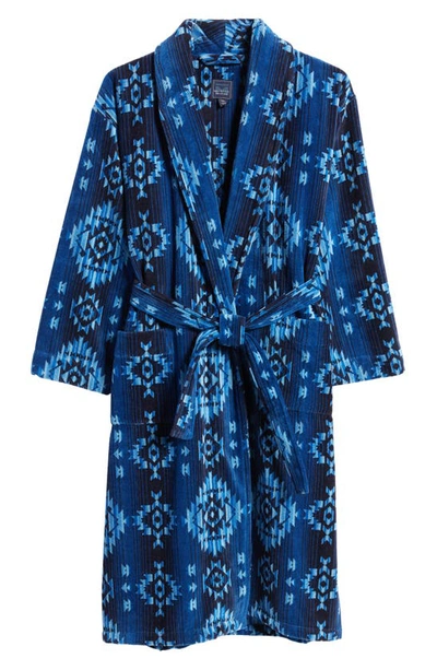 Shop Majestic Gifted Cotton Terry Velour Robe In Blue