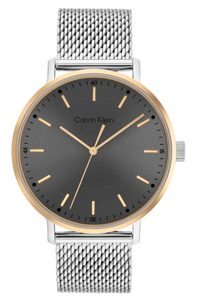 Shop Calvin Klein Mesh Strap Watch, 42mm In Grey