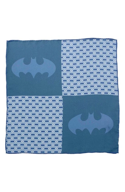 Shop Cufflinks, Inc Batman Motif Silk Pocket Square In Blue