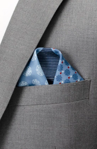 Shop Cufflinks, Inc Superman Motif Silk Pocket Square In Blue