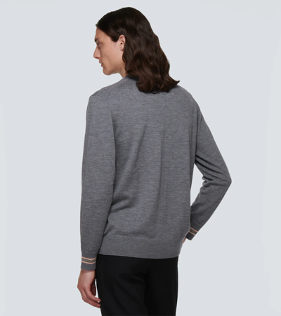 Shop Burberry Wool Sweater In Mid Grey Melange