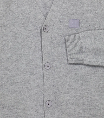 Shop Acne Studios Face Wool Cardigan In Grey Melange